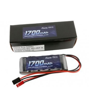 GENS ACE batterie réception NiMH 6,0V 1700mAh prise (Dual JR-JST) GE6-1700S-JJ