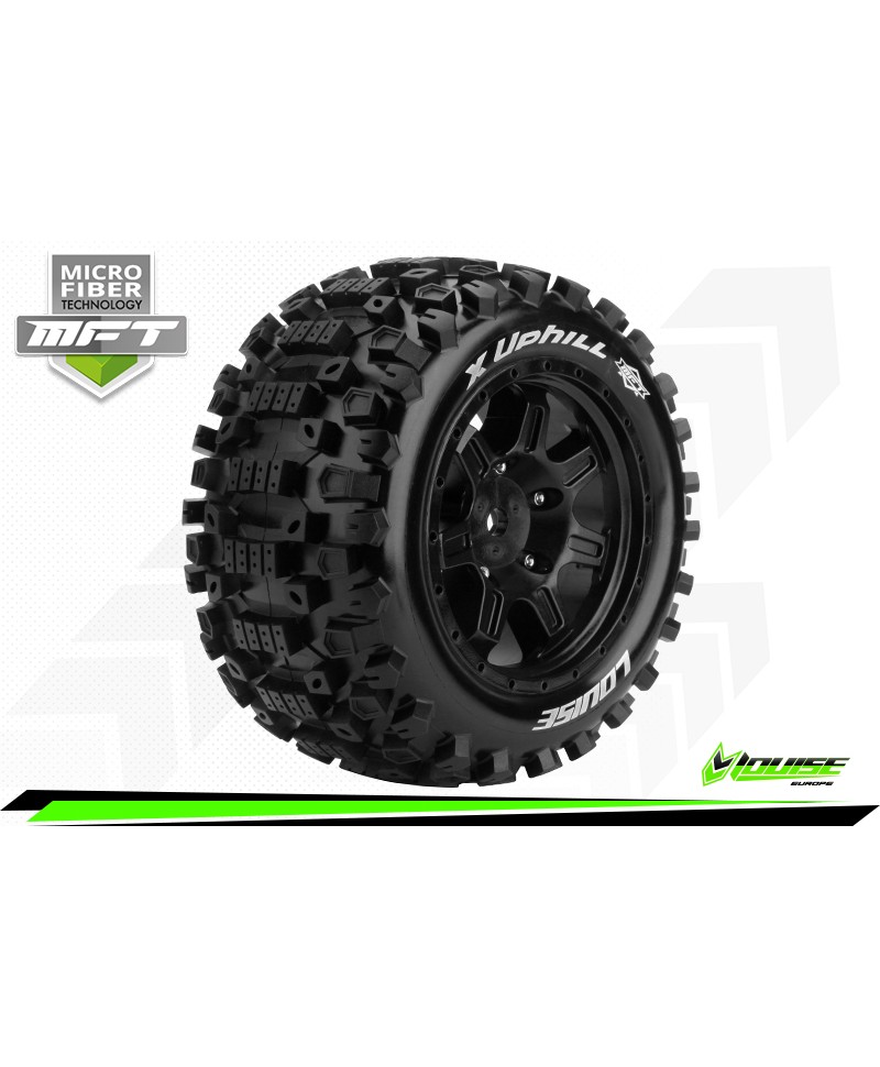 LOUISE RC - MFT - X-UPHILL - Set de pneus X-MAXX - Sport - Jantes Noires - Hex 24mm - (2pcs) L-T3297B