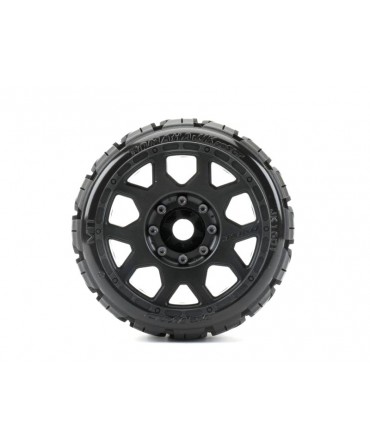 Pneus Extreme Low Profile Tomahawk toiles jantes 3.8 TRX MAXX 17mm noires (2pcs) JETKO JK1601CBMAXX
