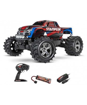 STAMPEDE 1/10 4WD 2,4Ghz RTR BRUSHED ID + LED TRAXXAS 67054-61-RED