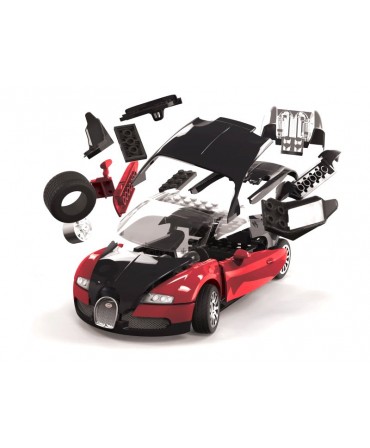 AIRFIX QUICKBUILD Bugatti Veyron Noir Rouge J6020