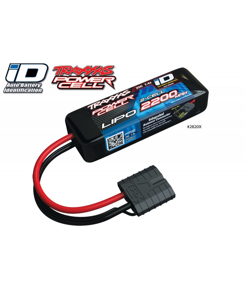 Batterie LiPo 2S 7,4V 2200mAh 25C ID pour voiture TRAXXAS 2820X