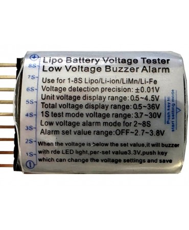 Voltmètre avec alarme 1-8S LiPo/Li-ion/NiMH/LiFe Beez2B BEEBAC01
