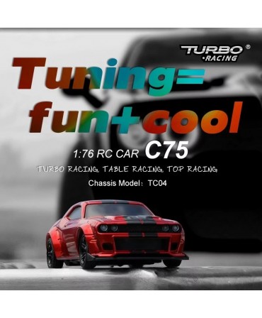 TURBO RACING MICRO MUSCLE CAR 1/76 ROUGE 2,4Ghz RTR TB-C75-RD