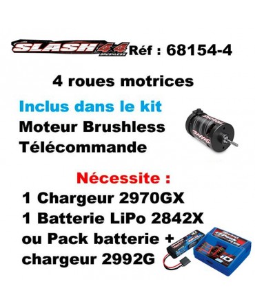 SLASH 1/10 4WD 2,4Ghz RTR BRUSHLESS BL-2S TRAXXAS 68154-4-RED