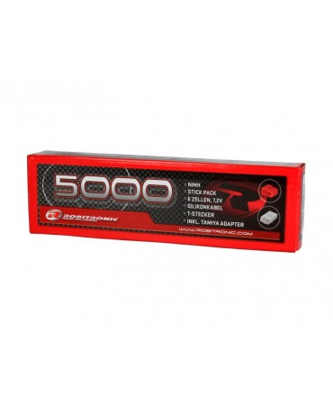 Batterie NiMH 7,2V 5000mAh ROBITRONIC pour voiture Pack DEANS TAMIYA SC5000T