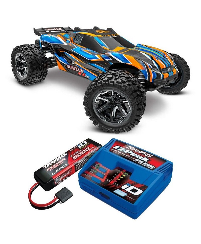 RUSTLER HD ORANGE 4WD VXL, VITESSE 95KM/H (COMBO MODELISME SHOP) - TRAXXAS TRX67376-4-ORNG-2970G-3S