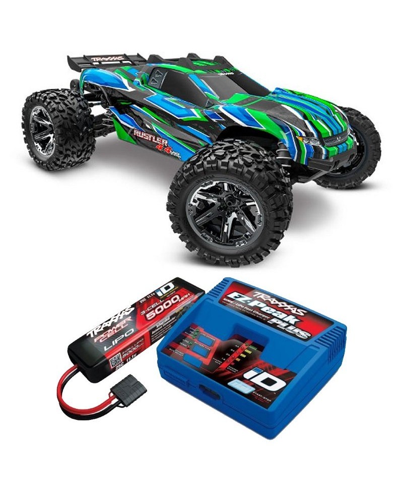 RUSTLER HD VERT 4WD VXL, VITESSE 95KM/H (COMBO MODELISME SHOP) - TRAXXAS TRX67376-4-GRN-2970G-3S