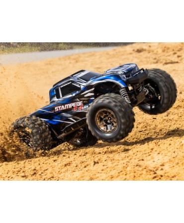 STAMPEDE HD BLEU 4WD VXL, VITESSE 95KM/H (COMBO MODELISME SHOP) - TRAXXAS TRX90376-4-BLUE-2970G-3S