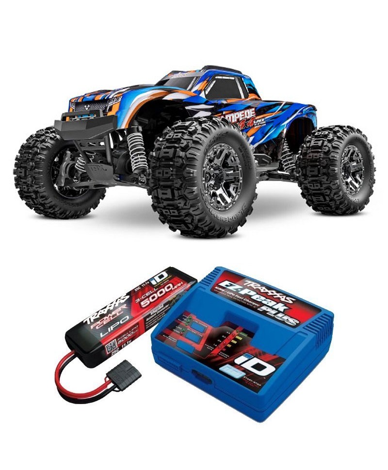 STAMPEDE HD ORANGE 4WD VXL, VITESSE 95KM/H (COMBO MODELISME SHOP) - TRAXXAS TRX90376-4-ORNG-2970G-3S