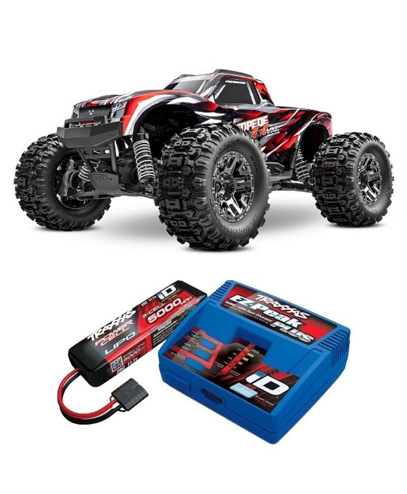 STAMPEDE HD ROUGE 4WD VXL, VITESSE 95KM/H (COMBO MODELISME SHOP) - TRAXXAS TRX90376-4-RED-2970G-3S