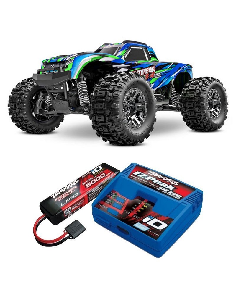 STAMPEDE HD VERT 4WD VXL, VITESSE 95KM/H (COMBO MODELISME SHOP) - TRAXXAS TRX90376-4-GRN-2970G-3S