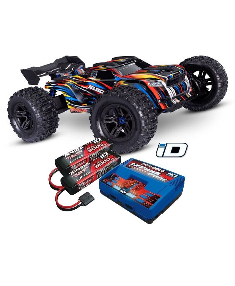 Pack TRAXXAS SLEDGE BELTED BLEU + CHARGEUR + 2 BATTERIES 3S 5000 mAh 95096-4-BLUE