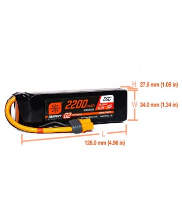 SPEKTRUM batterie Smart G2 LiPo 4S 14,8V 2200mAh 50C SPMX224S50