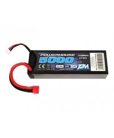 Batterie LiPo 2S 7,4V 5000mAh 50C HARD CASE T2M pour voiture