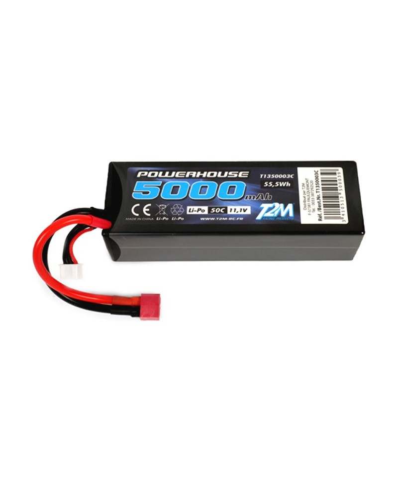 Batterie LiPo 3S 11,1V 5000mAh 50C HARD CASE T2M pour voiture