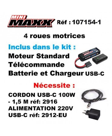 MINI MAXX 1/10 4WD 2,4Ghz RTR BRUSHLESS BL-2S TRAXXAS USB-C 107154-1-ORNG