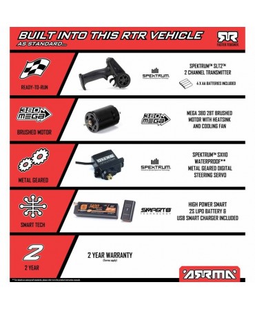 ARRMA TYPHON GROM MEGA 380 1/16 4WD ROUGE ARA2106T2