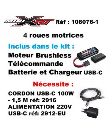 MINI XRT 1/16 4WD 2,4Ghz RTR VXL 3S TRAXXAS USB-C 108076-1-BLUE