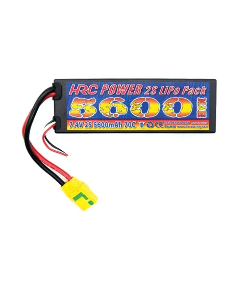 Batterie LiPo 2S 7,4V 5600mAh 70C HARD CASE HRC Racing pour voiture HRC02256X
