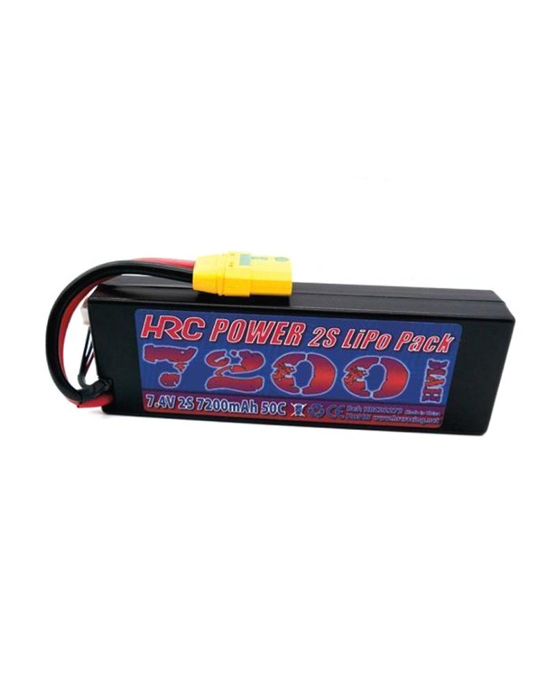 Batterie LiPo 2S 7,4V 7200mAh 50C HARD CASE HRC Racing pour voiture HRC02272X