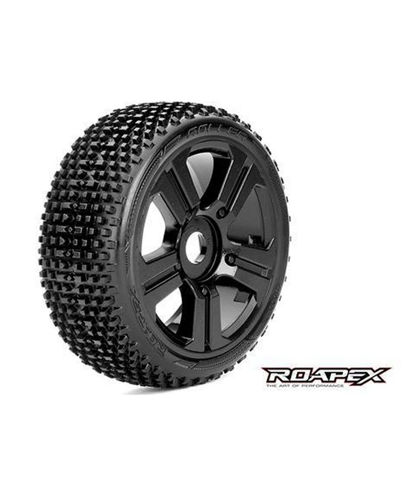 ROAPEX - ROLLER - Set de pneus Buggy 1/8 - Jantes Noires - Hex 17mm - (2pcs) RXR5003-B