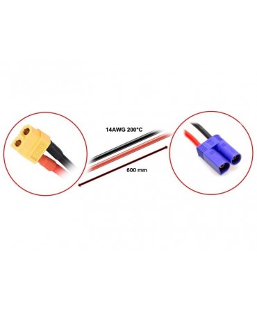 HRC Racing Cordon de charge femelle XT60 mâle EC5 HRC9608-6