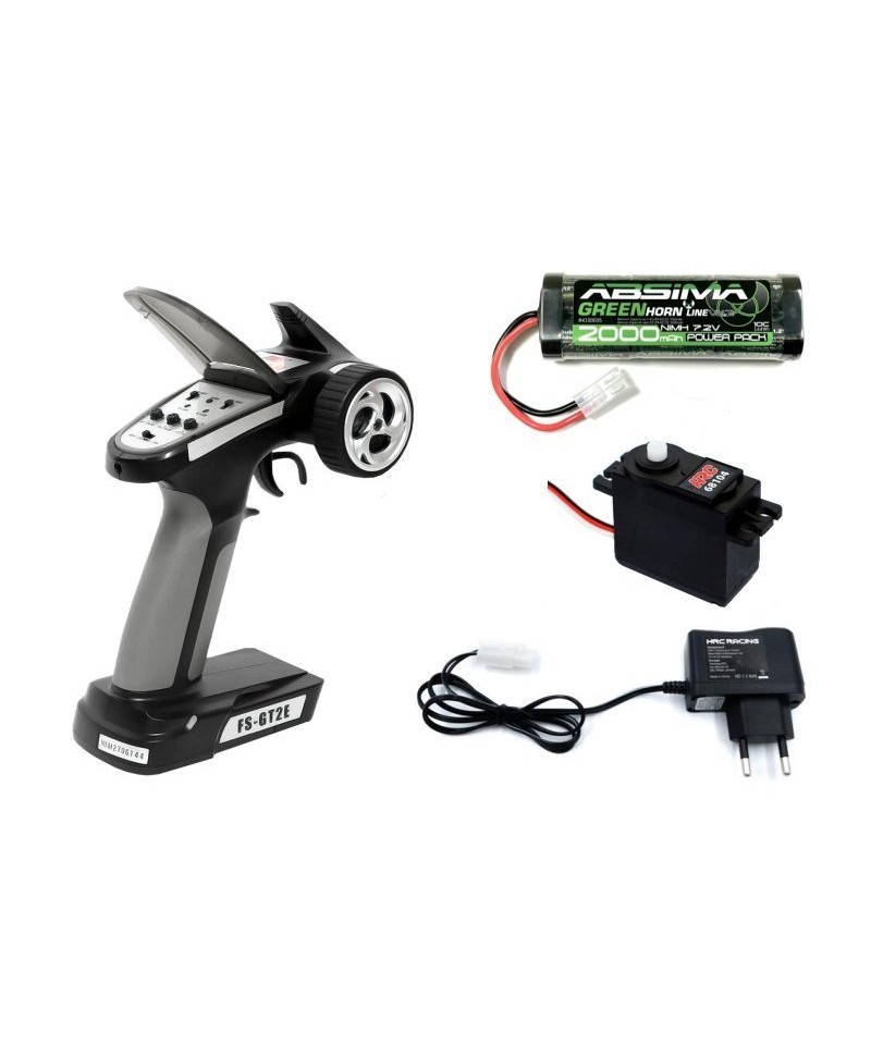 Pack Radio FS-GT2E + Accu NiMH 2000mAh + Chargeur + Servo FSGT2EL Pack Radio FS-GT2E + Accu NiMH 2000mAh + Chargeur + Servo FSGT2EL