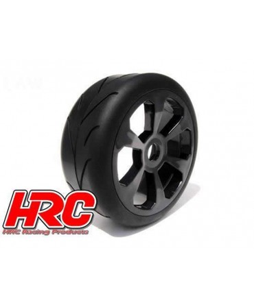 HRC Racing - Rally Game Radiaux - Set de pneus 1/8 - Jantes 6 Bâtons Noires - Hex 17mm - (2pcs) HRC60804BK