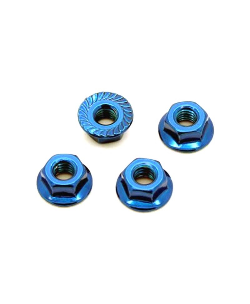 HRC Racing - Ecrous de roues - M4 strié flasqué - Acier - Bleu - (4pcs) HRC1052BL HRC Racing - Ecrous de roues - M4 strié flasqué - Acier - Bleu - (4pcs) HRC1052BL