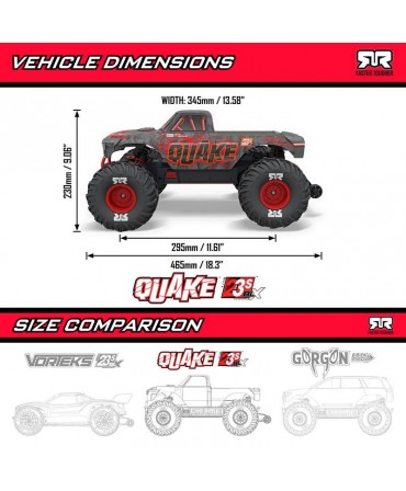 ARRMA Monster truck QUAKE 223S DSC 1/10 2WD ROUGE ARA3537T1
