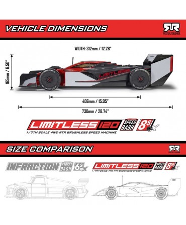 ARRMA LIMITLESS 120 8S AVC Speed Machine BLX 1/7 4WD ROUGE ARA7816T1