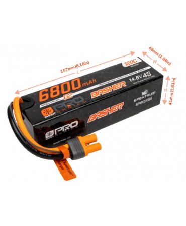 SPEKTRUM batterie Smart G2 Pro Basher LiPo 4S 14,8V 6800mAh 120C HARD CASE pour voiture SPMXB4S68