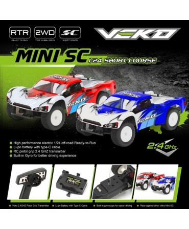 VEKO Mini SC Short course BLEU 1/24 RTR avec gyroscope VK0002-BL
