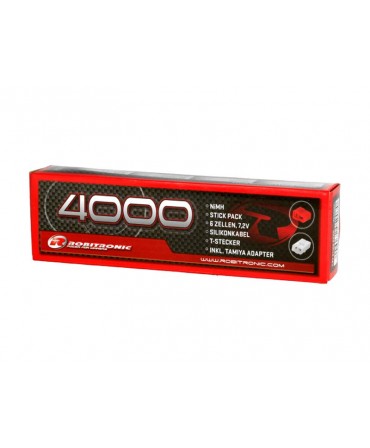 Batterie NiMH 7,2V 4000mAh ROBITRONIC pour voiture Pack DEANS TAMIYA SC4000T