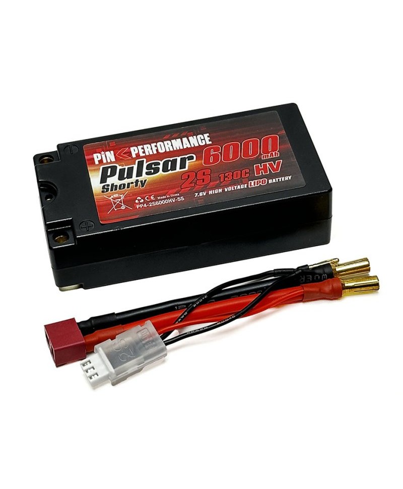 Pink Pulsar Shorty batterie LiPo HV 2S 7,6V 6000mAh 130C HARD CASE pour voiture PP4-2S6000HV-5S