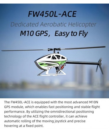 Hélicoptère FLYWING FW450L V3 ACE BRUSHLESS 2,4GHz GPS 6 CANAUX 3D ACROBATIES VERT MODE1/2