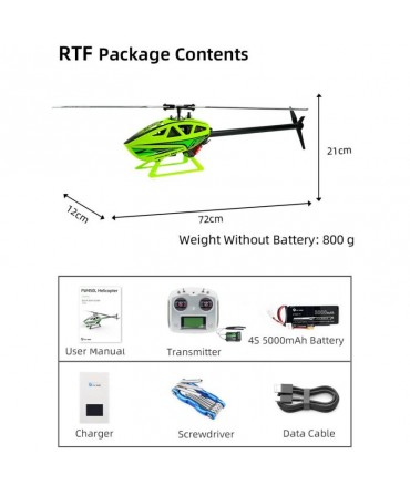 Hélicoptère FLYWING FW450L V3 ACE BRUSHLESS 2,4GHz GPS 6 CANAUX 3D ACROBATIES VERT MODE1/2