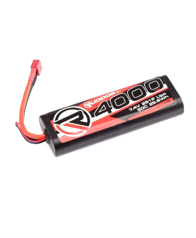 Batterie LiPo 2S 7,4V 4000mAh 50C HARD CASE RUDDOG pour voiture