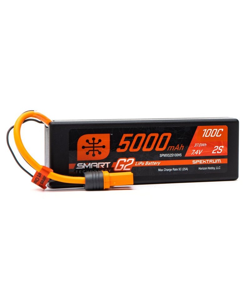 SPEKTRUM batterie Smart G2 LiPo 2S 7,4V 5000mAh 100C HARD CASE pour voiture moto SPMX52S100H5