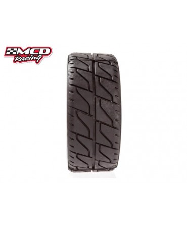 MCD Racing - Set de pneus piste 1-5 - 180mm Soft (RS) - Jantes Blanches collées - (2pcs) M100231X