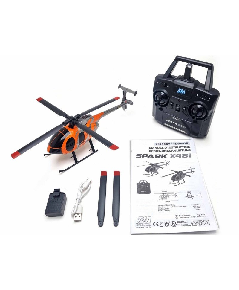 T2M Hélicoptère SPARK X481 2,4GHz 4CH T5195OR