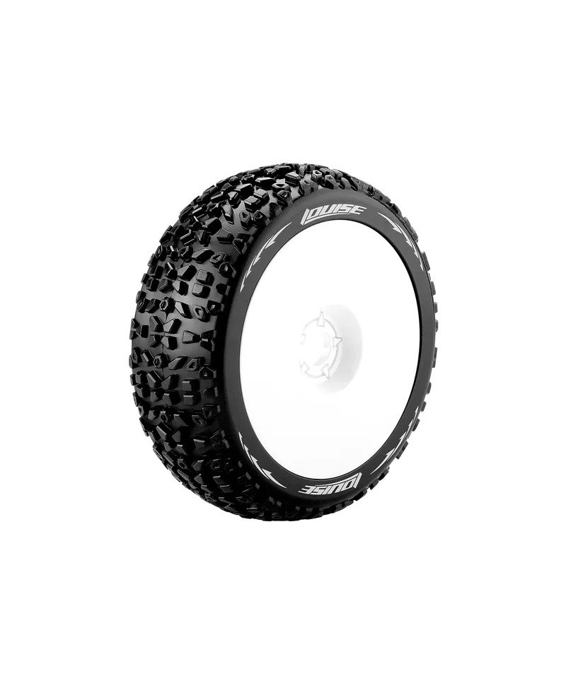 LOUISE RC - B-MAZINGER - Set de pneus Buggy 1-8 - Soft - Jantes Blanches - Hex 17mm - (2pcs) L-T3108SW