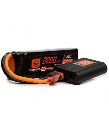 SPEKTRUM Pack batterie Smart G2 Air Powerstage LiPo 3S 11,1V 2200mAh 30C + Chargeur S120 SPMXPSA200