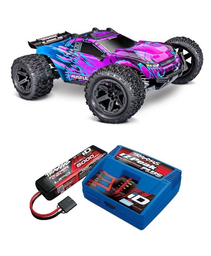 RUSTLER HD VIOLET 4WD VX3, VITESSE 80KM/H (COMBO MODELISME SHOP) - TRAXXAS TRX67464-4-PRPL-2970G-3S