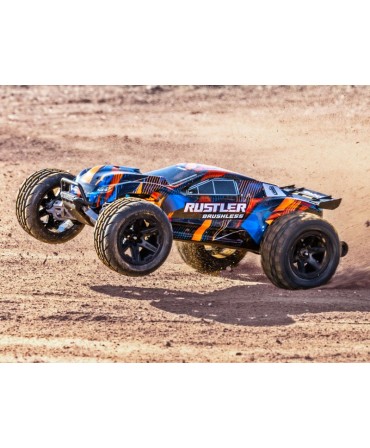 RUSTLER HD ORANGE 2WD VX3, VITESSE 96KM/H (COMBO MODELISME SHOP) - TRAXXAS TRX37454-4-ORNG-2970G-3S