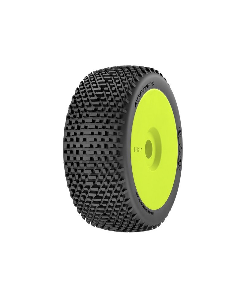 GRP - Pneus 1/8 M20 BLOCK - N25 Super Soft - Jantes Jaunes - (2pcs) GMY20-N25