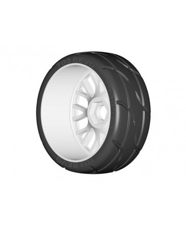 GRP - Pneus 1/8 GT T03 REVO - XM5 Medium - Jantes Blanches - (2pcs) GTH03-XM5