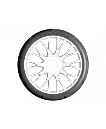 GRP - Pneus 1/8 GT T03 REVO - XM5 Medium - Jantes Blanches - (2pcs) GTH03-XM5