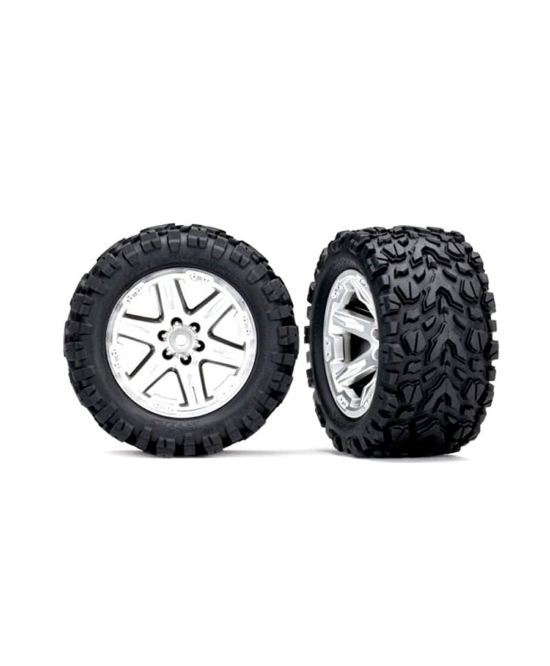 Roues montées collées RXT chromées satin talon (2pcs) TRAXXAS 6773R